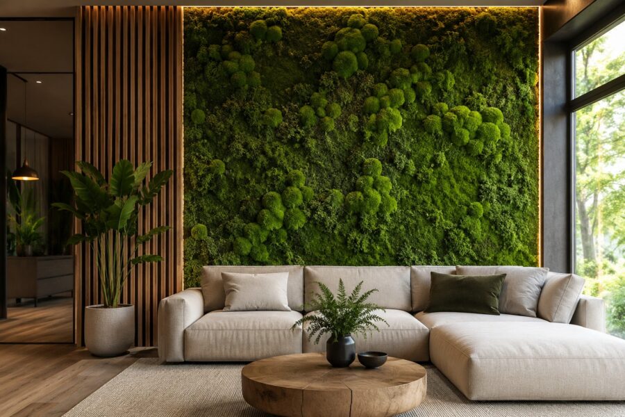 Biofilní design v moderním interiéru: Proč jsou mechové stěny stále populárnější Mech