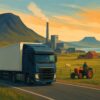 Náhled do nových dep, lomů a farmářských lokalit v islandské expanzi ETS2 AI náhledový obrázek